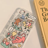 Ins Cartoon Cat Human Silicone Case For iPhone