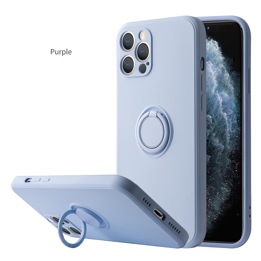 Custodia per telefono con anello magnetico in silicone liquido per iPhone 