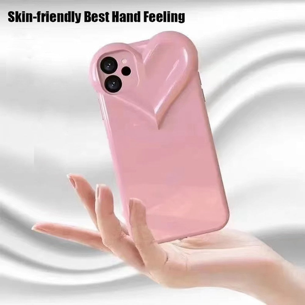 Luxury Love Heart Silicone Soft Case for iPhone