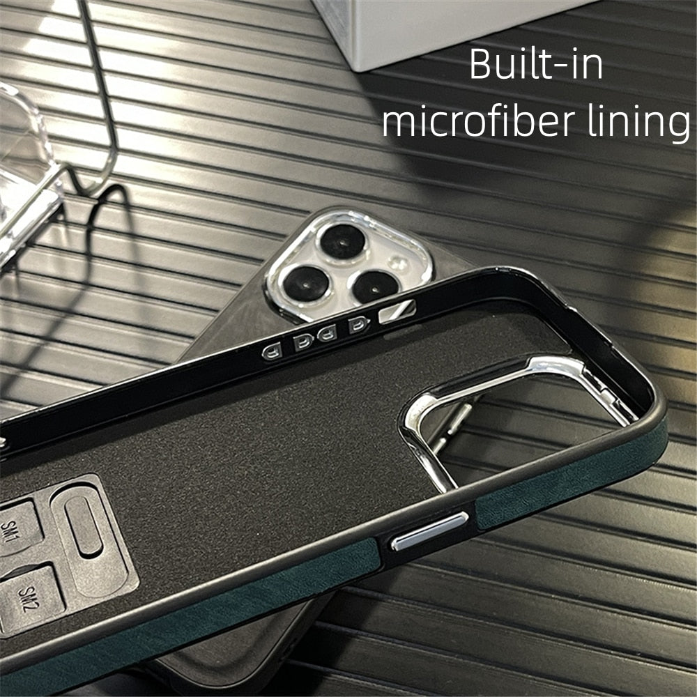 Custodia magnetica opaca in microfibra per iPhone 
