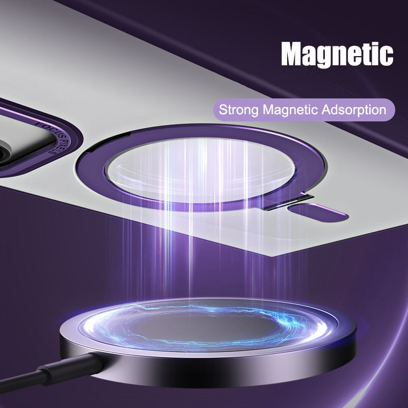 Magnetic Metal Holder Wireless Charging Case For Samsung
