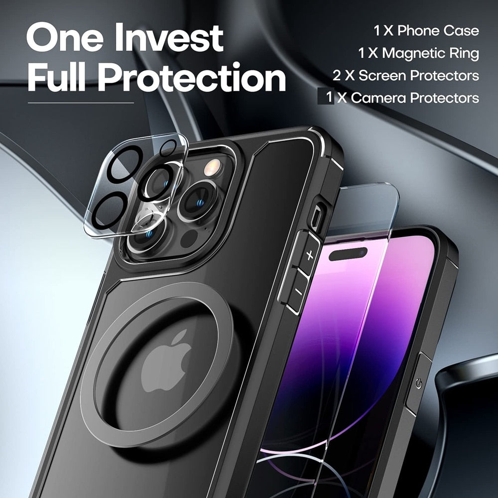 Magnetic Glass Lens Protector Case For iPhone