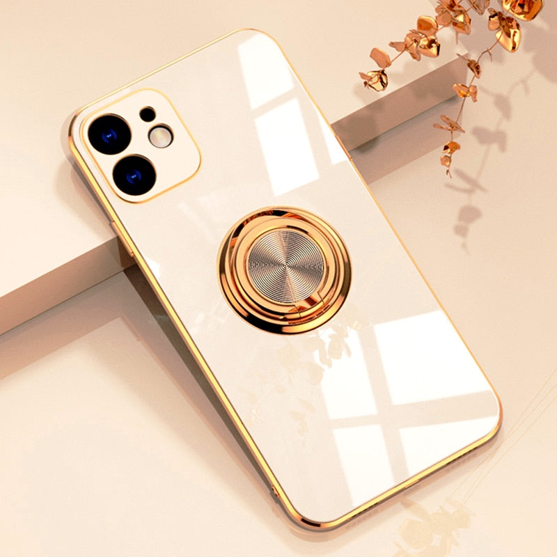 Luxury Plating Ring Holder Case For iPhone