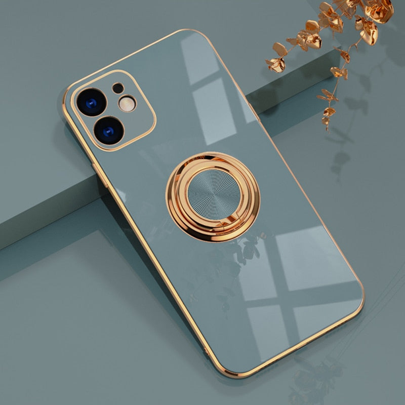 Luxury Plating Ring Holder Case For iPhone