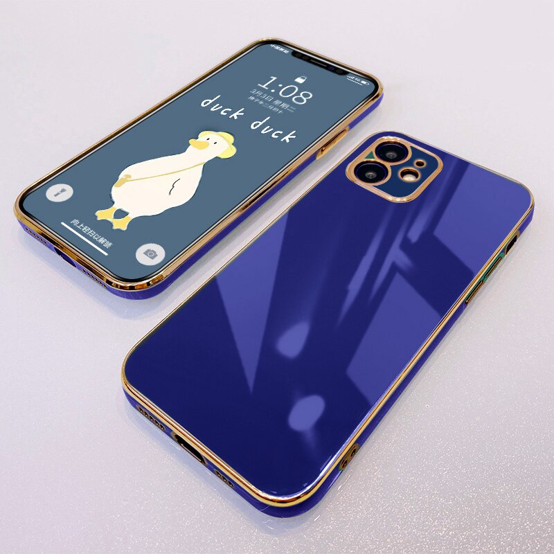 Luxury Plating Square Frame Soft Case for iPhone