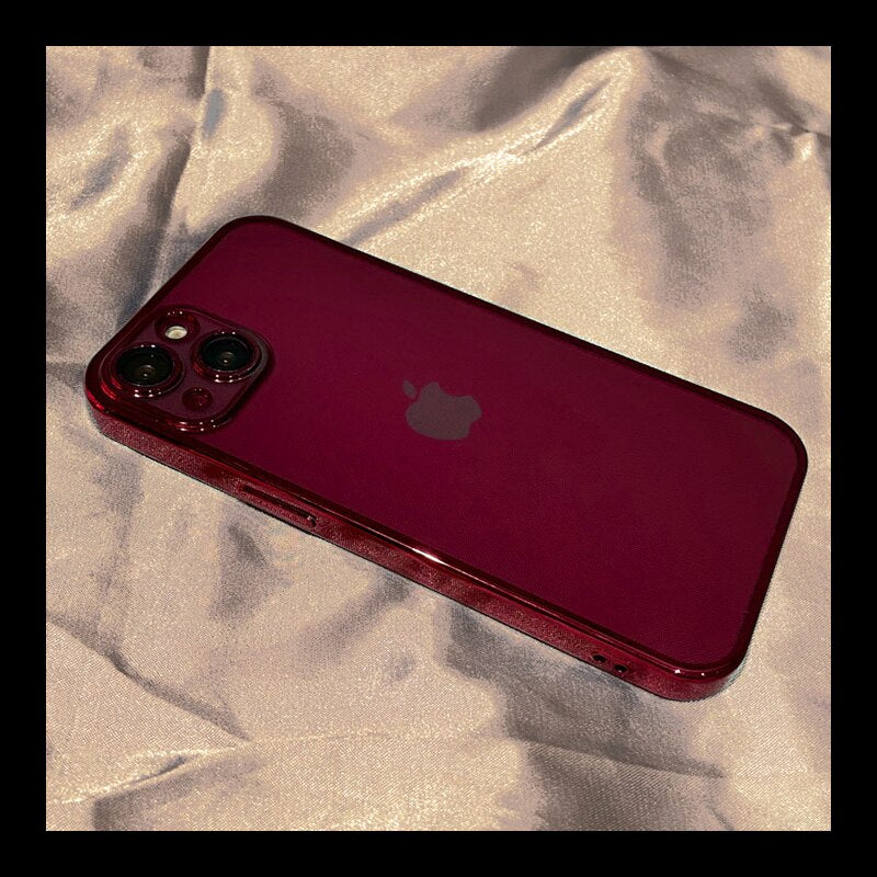 Silicone Plating Square Frame Clear Case For iPhone