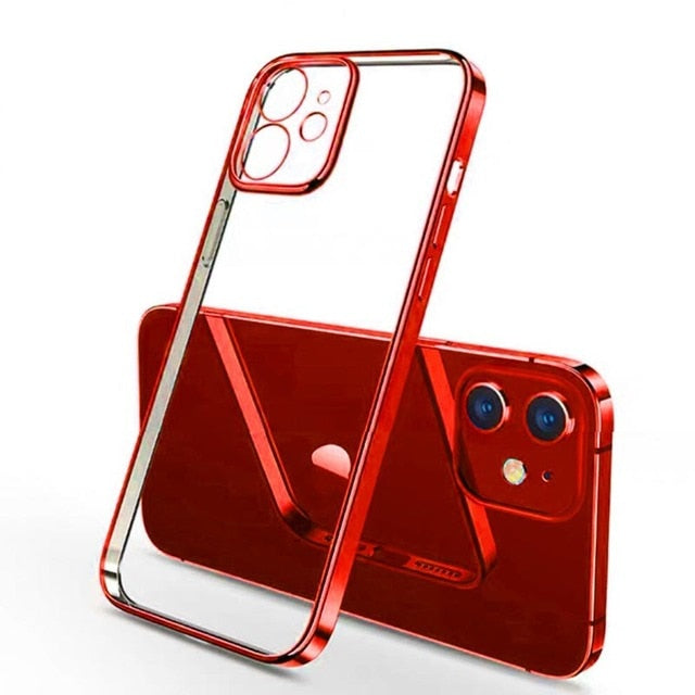 Luxury Plating Square Frame Soft Case For iPhone