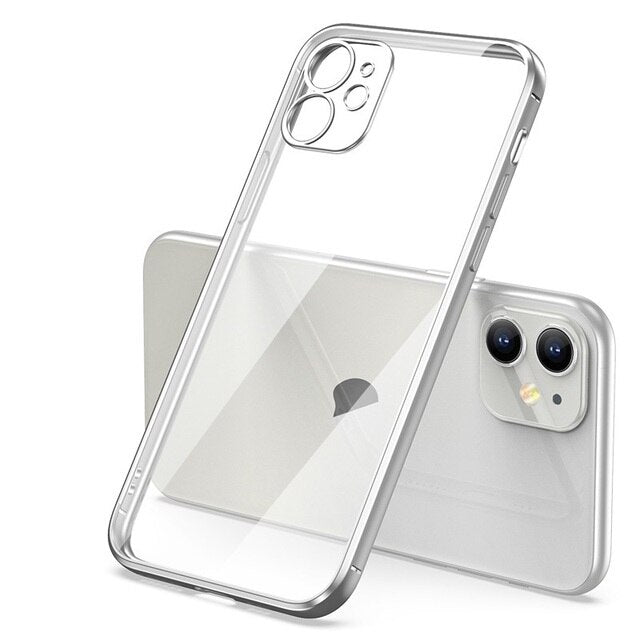 Luxury Plating Square Frame Soft Case For iPhone