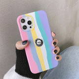 Custodia per telefono in silicone arcobaleno di lusso per iPhone 