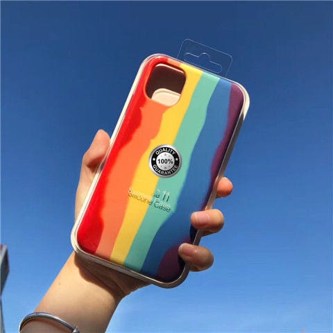 Custodia per telefono in silicone arcobaleno di lusso per iPhone 