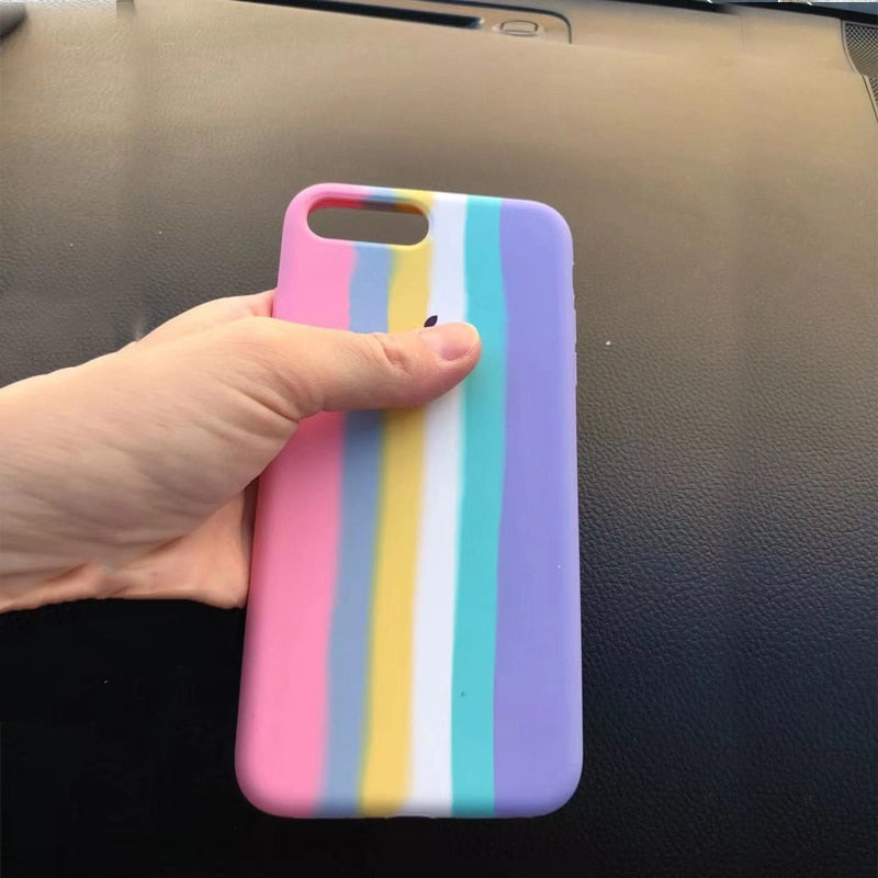 Luxury Rainbow Silicone Phone Case for iPhone