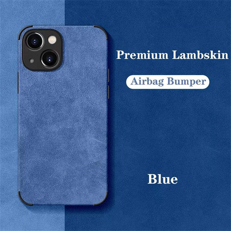 Soft Matte Lambskin Leather Case for iPhone