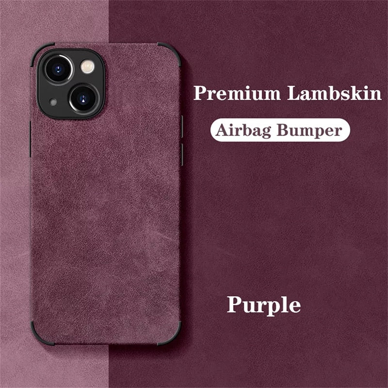 Soft Matte Lambskin Leather Case for iPhone