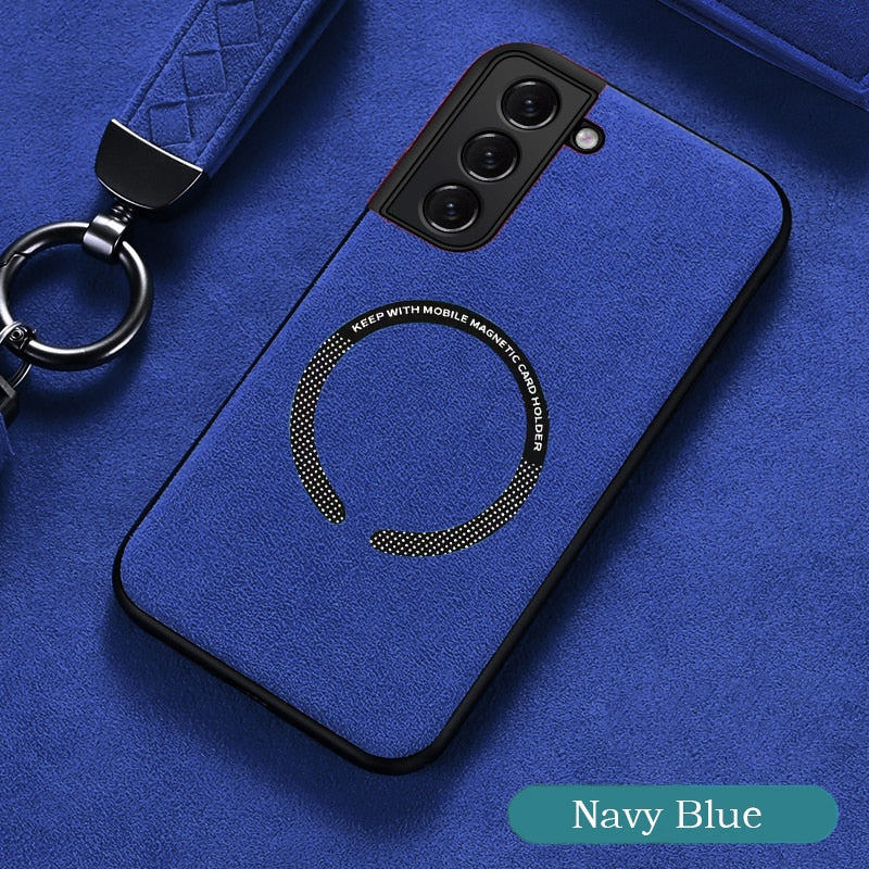 Suede Magnetic Wireless Charging Case For Samsung