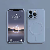 Magnetic Mag Wireless Liquid Silicone Case For iPhone