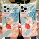 Lovely Fruit Strawberry Silicone Matte Case for iPhone