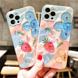 Lovely Fruit Strawberry Silicone Matte Case for iPhone