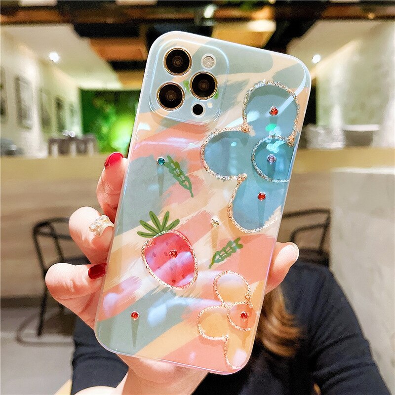 Lovely Fruit Strawberry Silicone Matte Case for iPhone