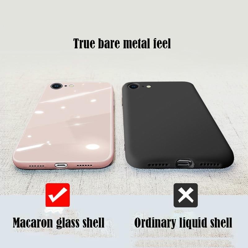 Custodia in vetro temperato in silicone liquido per iPhone 