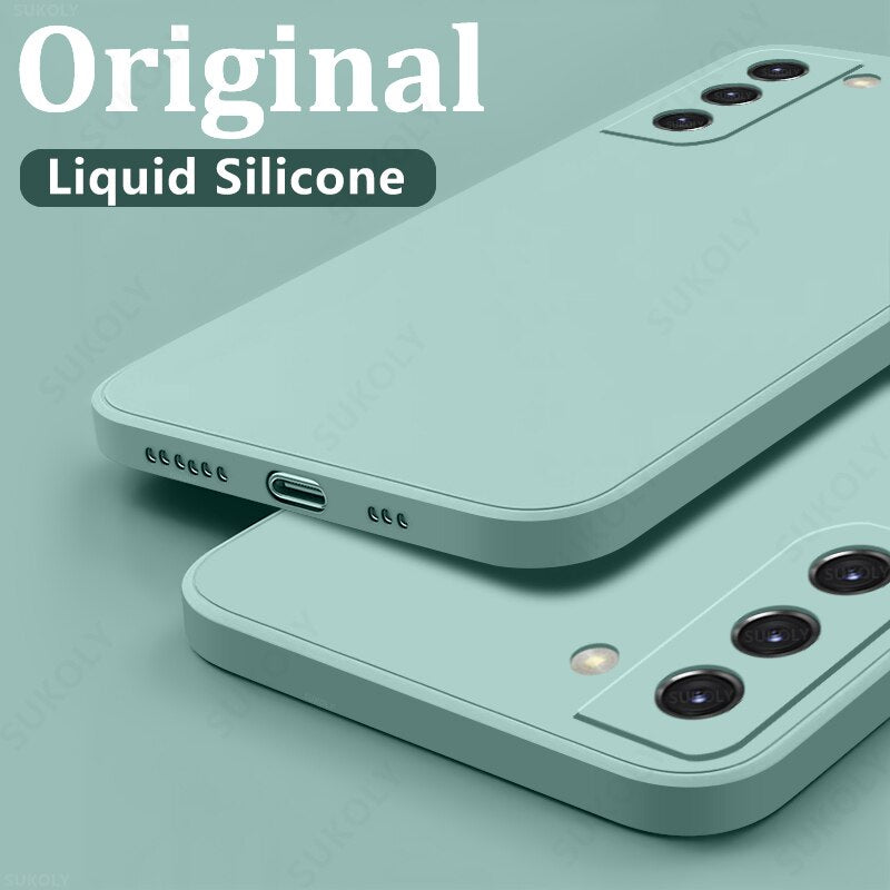 Custodia per telefono quadrata in silicone liquido per Samsung 