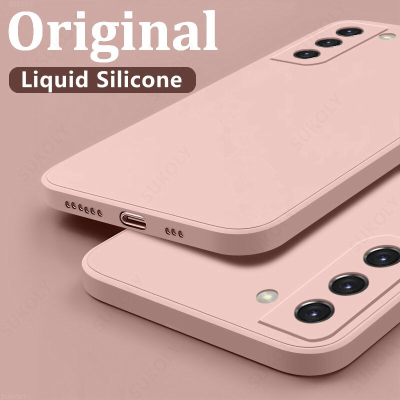 Custodia per telefono quadrata in silicone liquido per Samsung 
