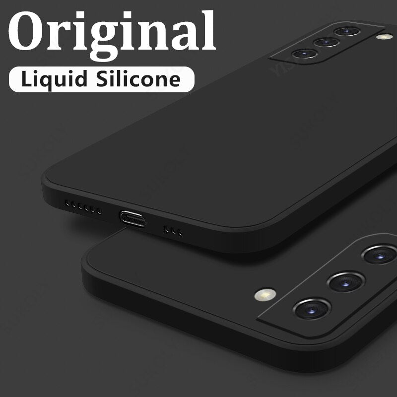 Custodia per telefono quadrata in silicone liquido per Samsung 