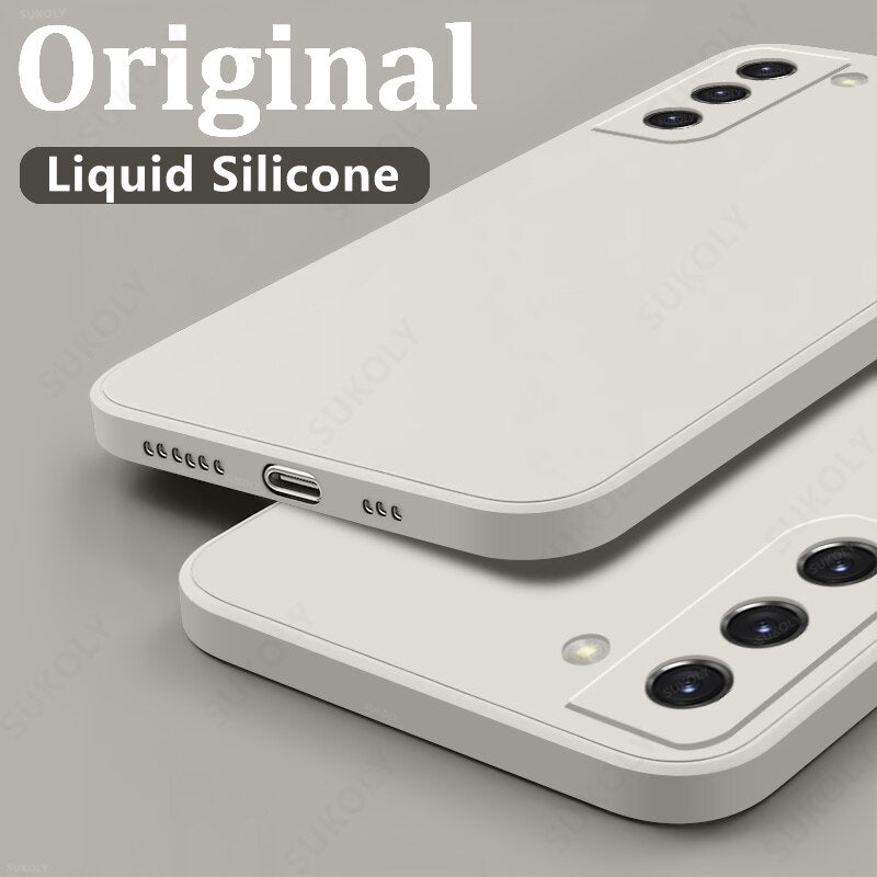 Custodia per telefono quadrata in silicone liquido per Samsung 
