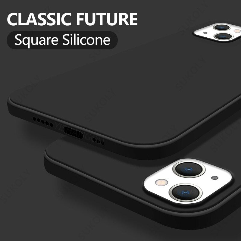 Liquid Silicone Square Phone Case For iPhone