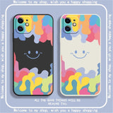 Rainbow Smiley Pattern Silicone Case For iPhone