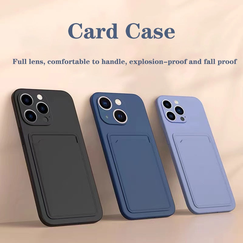 Wallet Card Holder Soft Silicone Case For iPhone