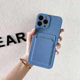 Wallet Card Holder Soft Silicone Case For iPhone