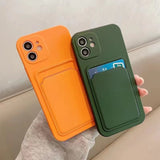 Wallet Card Holder Soft Silicone Case For iPhone