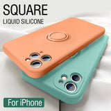 Liquid Silicone Ring Holder Magnetic Case For iPhone