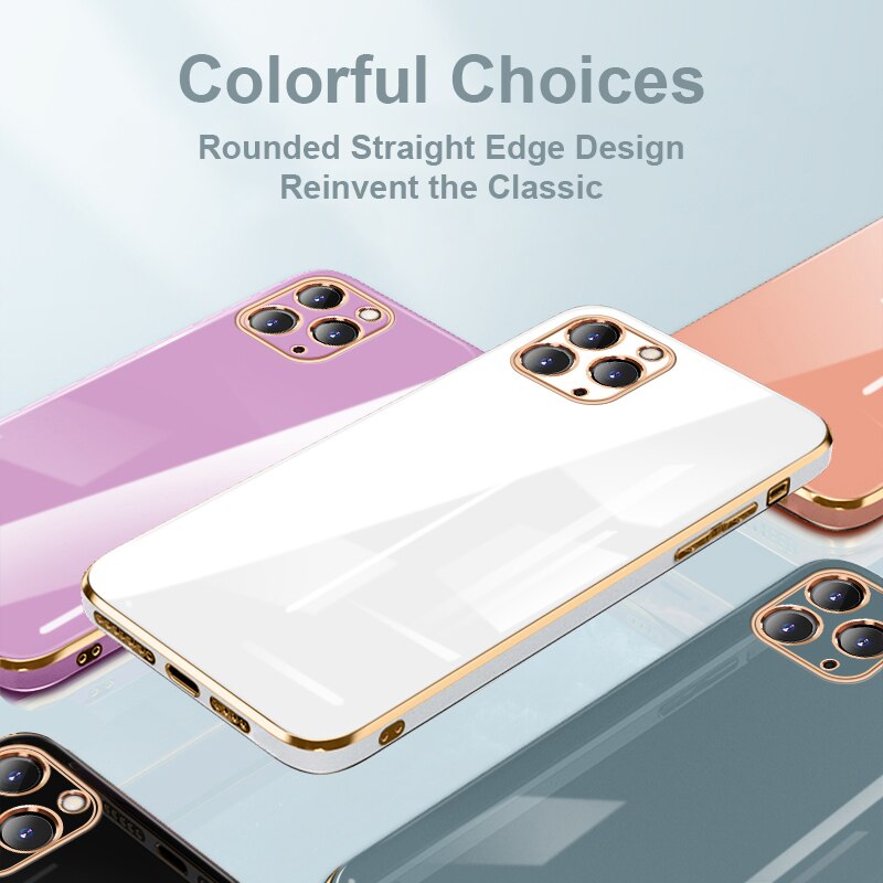 Tempered Glass Plating Soft Frame Case For iPhone