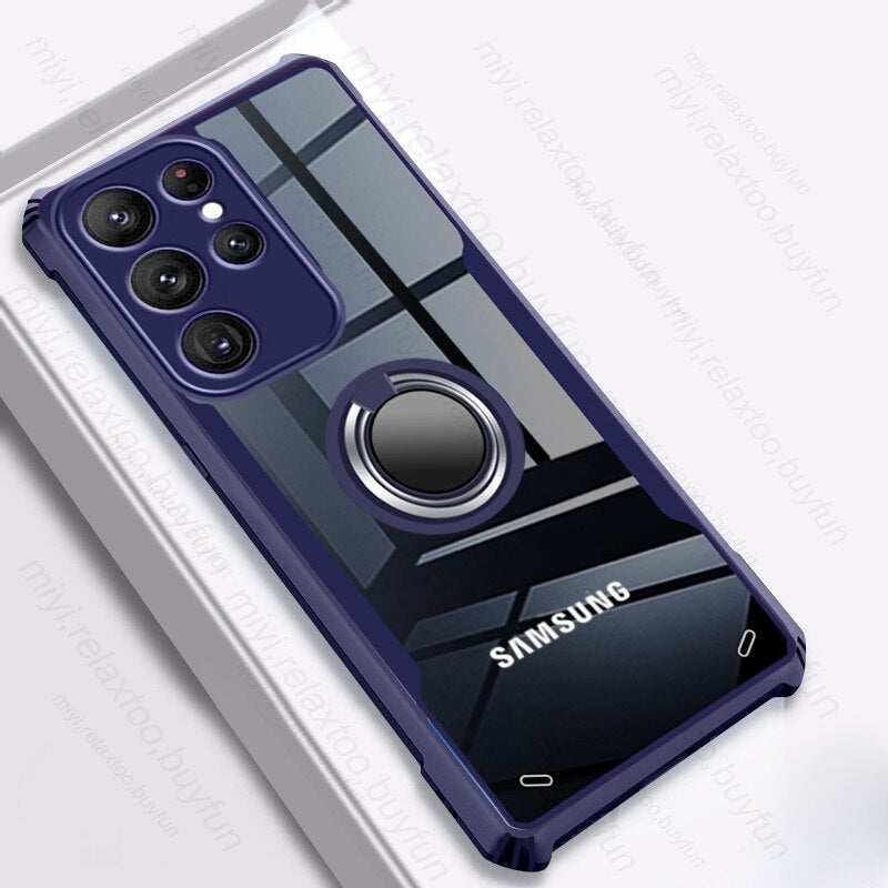 Custodia ad anello con supporto magnetico trasparente per Samsung 