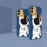 Astronaut Cartoon Liquid Silicone Case For iPhone