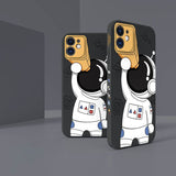 Astronaut Cartoon Liquid Silicone Case For iPhone