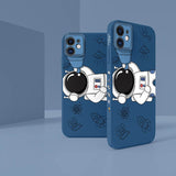 Astronaut Cartoon Liquid Silicone Case For iPhone