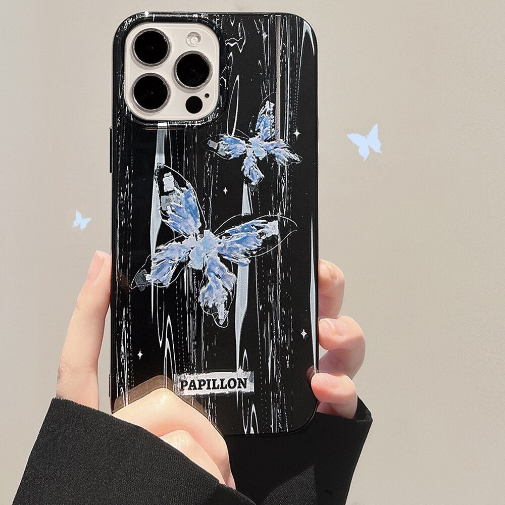 iPhone용 흰 나비 만화 실리콘 케이스 