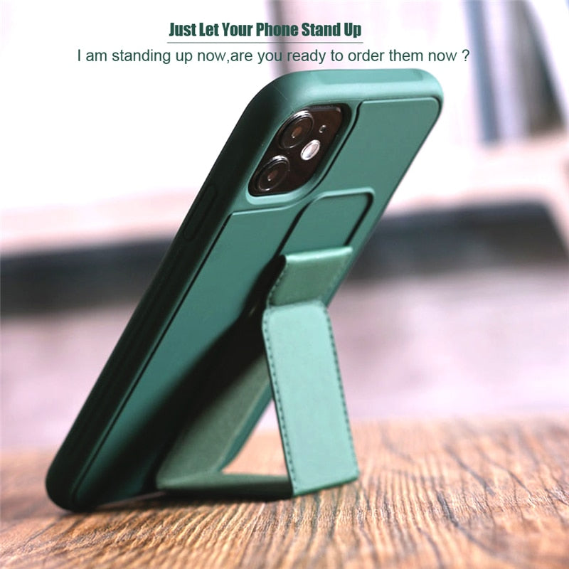 Magnetic Stand Sit Holder Wrist Strap Case for IPhone