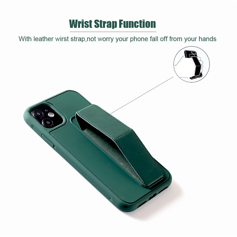 Magnetic Stand Sit Holder Wrist Strap Case for IPhone