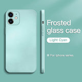 Square Frosted Tempered Glass Case For iPhone