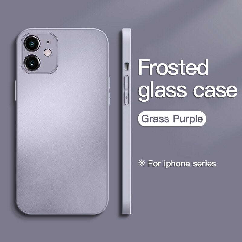 Square Frosted Tempered Glass Case For iPhone