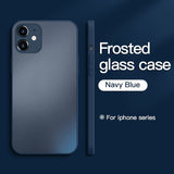 Square Frosted Tempered Glass Case For iPhone