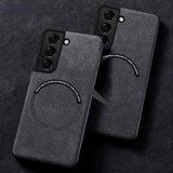 Suede Magnetic Wireless Charging Case For Samsung