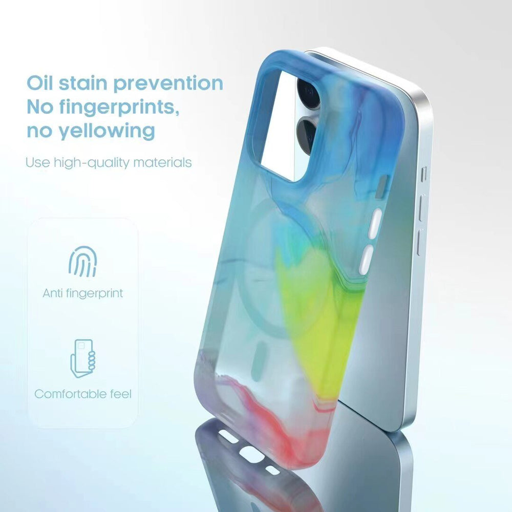 Custodia opaca magnetica acquerello per iPhone 