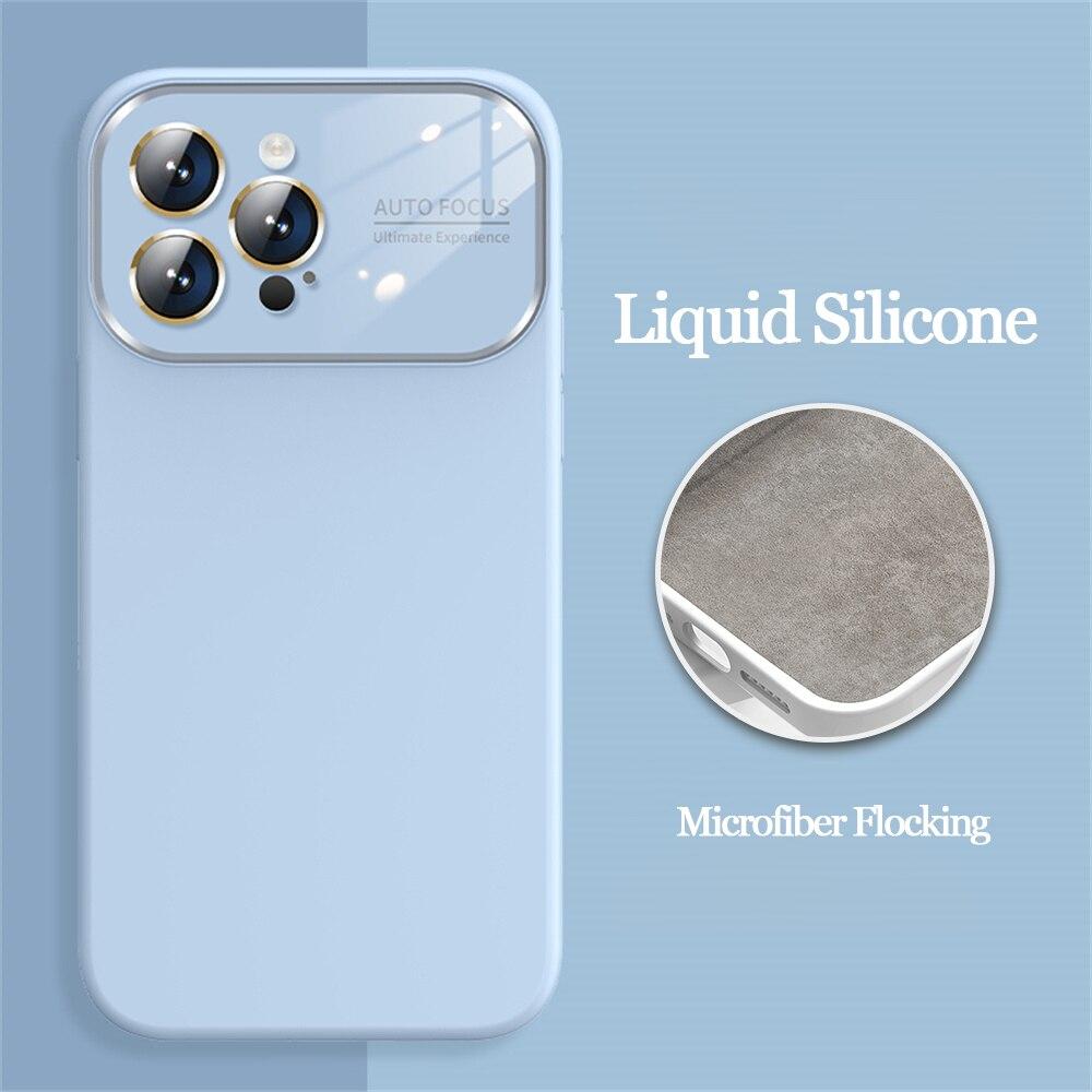 New Liquid Silicone Glass Large Window Case For iPhone